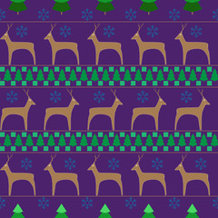 Deer and christmas tree seamless pattern