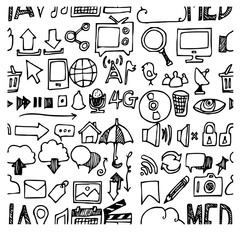 media doodle sketch background seamless vector ink eps10