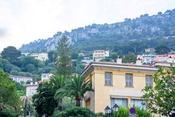 Obraz premium Beautiful sunset view to Beaulieu sur mer city colorful buidlings in France