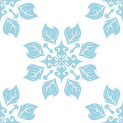 Blue floral seamless pattern on white background