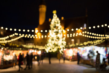 christmas market at tallinn old town hall square