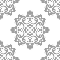 Gray floral seamless pattern on white background
