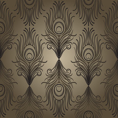 Fototapeta na wymiar Art deco style geometric seamless pattern in black and gold. Vector illustration. Roaring 1920's design. Jazz era inspired . 20's. Vintage Fabric, textile, wrapping paper, wallpaper.