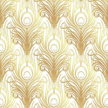 Art deco style geometric seamless pattern in black and gold. Vector illustration. Roaring 1920's design. Jazz era inspired . 20's. Vintage Fabric, textile, wrapping paper, wallpaper.