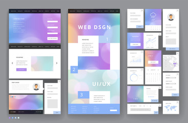 Website template design with interface elements