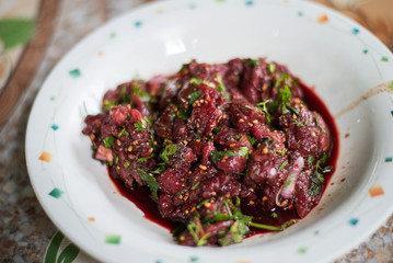 Raw beef salad food from thailand