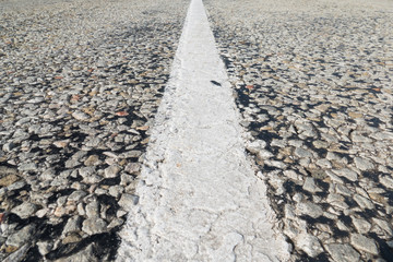 Asphalt road / Asphalt road with white dividing strip