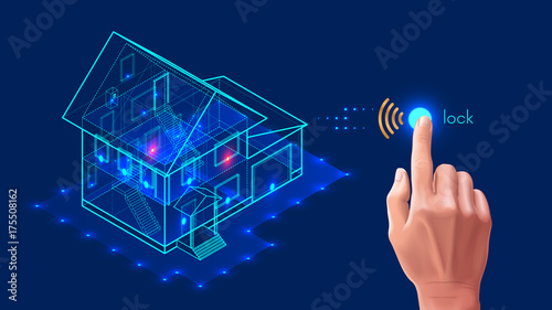 Security System Of Smart Home 3d House Plan X Ray Control