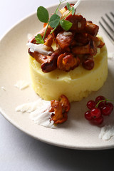 Tasty potato with chanterelle mushrooms