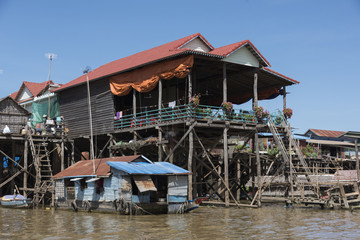 Stilt houses on Tonle Sap lake, Kampong Phluk, Siem Reap, Cambodia