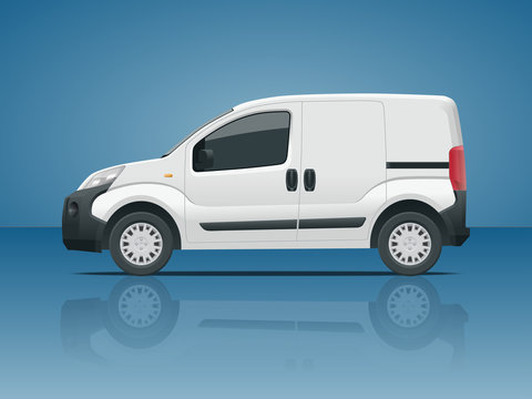 Small Van Car. Isolated car, template for car branding and advertising. Side view. Change the color in one click. All elements in groups on separate layers.