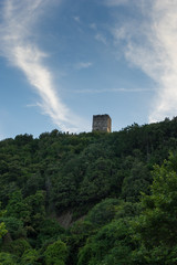 Τower of the Morfonou is the abandoned monument of the Amalfi monastery, Mount Athos, Chalkidiki,...