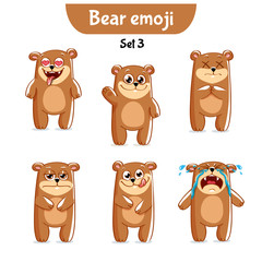 Vector set of cute bear characters. Set 3
