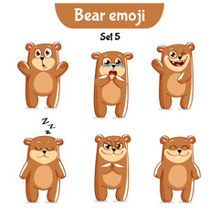Vector set of cute bear characters. Set 5