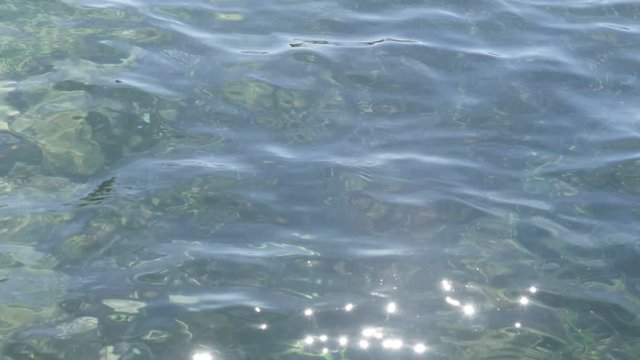 Slow motion water of southern French coast footage - Mediterranean sea transparent blue wavy surface slow-mo video 
