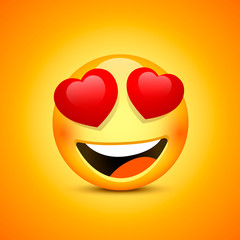 Smiling face emotions love, happy eyes. Vector illustration