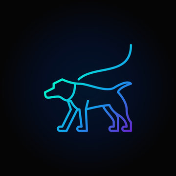 Blue Dog On A Leash Vector Icon