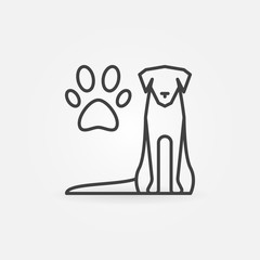 Sitting dog with paw line icon