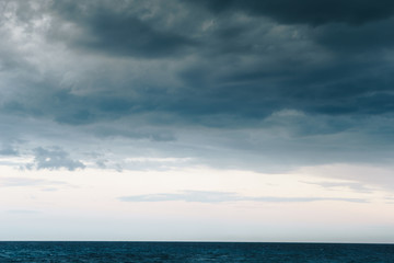 Fototapeta na wymiar Calm sea and blue sky background, Greece
