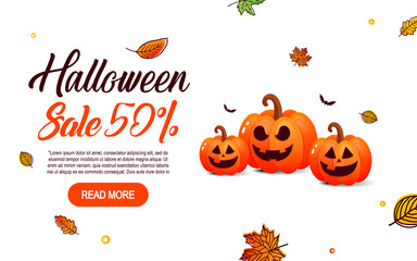 Halloween sale banners with pumpkins. 