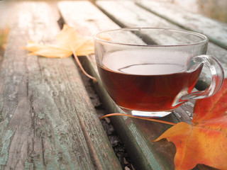 Cup of tea in the fall.

