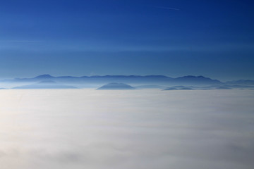 Naklejka premium Winter foggy landscape near Sarajevo , Bosnia and Herzegovina
