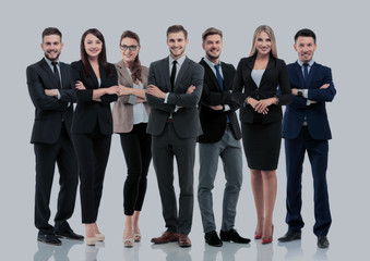 Obraz premium Group of smiling business people. Isolated over white background
