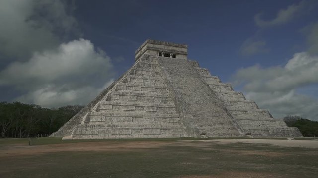 High ancient pyramid of Maya culture on mexican territory in summer sunny day