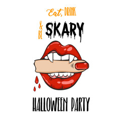 Halloween Party banner with scary lips
