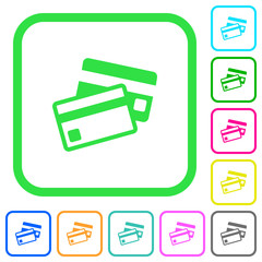 Credit cards vivid colored flat icons icons