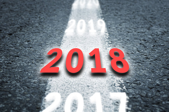 New 2018 Year Concept. 2018 New Year Road.