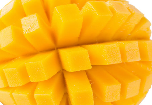 close up of mango slices