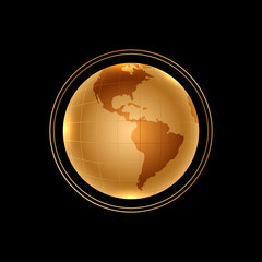 golden globe with North and South America