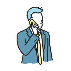 businessman talking on the phone. line drawing illustration in various poses.