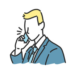 businessman talking on the phone. line drawing illustration in various poses.