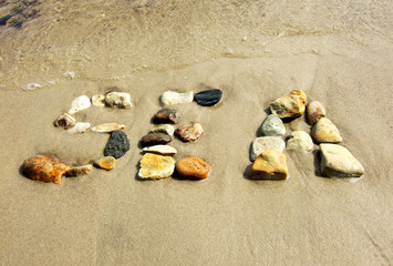 Word the 'sea' collected from stones, is washed by a wave