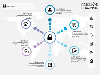 Obraz premium Time line info graphic vector design, Time line template for website , process diagram. Circle 6 element for business background.