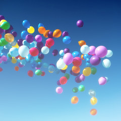 Colorful Balloons flying in the sky party