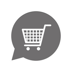 Graue Sprechblase rund - Einkaufswagen - Shopping
