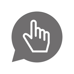 Graue Sprechblase rund - Finger - Mauszeiger