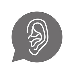 Graue Sprechblase rund - Ohr