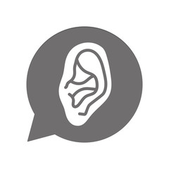 Graue Sprechblase rund - Ohr - Hören