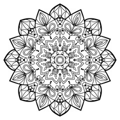 Flower Mandala. Vintage decorative elements. Oriental pattern, vector illustration. Coloring book page. Islam, Arabic, Indian, moroccan spain turkish mystic ottoman motifs