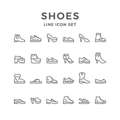 Set line icons of shoes - obrazy, fototapety, plakaty