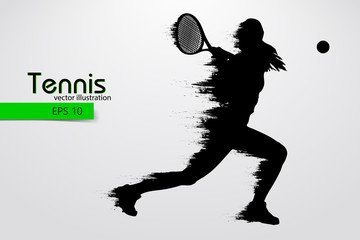 Silhouette of a tennis player. Vector illustration
