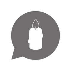 Graue Sprechblase rund - Kerze - Flamme