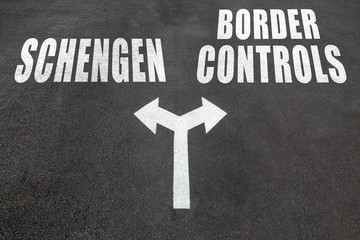 Schengen vs border controls choice concept