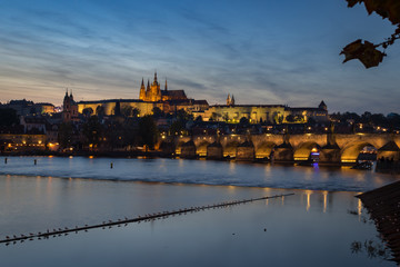 Cityscape of Prague Castle and Charles Bridge