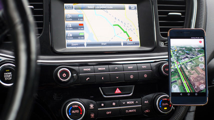 Car dashboard with the Navigator