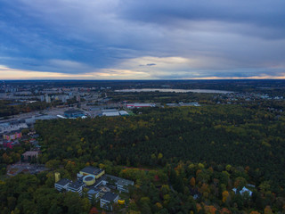 Fototapeta na wymiar Aerial view of City Tallinn, Estonia district Oismae-Kakumae,in the evening
